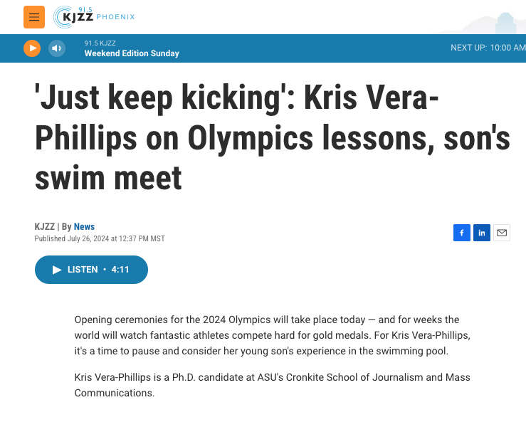 Screen capture of KJZZ story by Kris Vera-Phillips