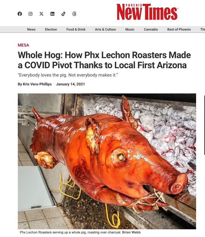 Screen capture of Phoenix New Times story on lechon by Kris Vera-Phillips