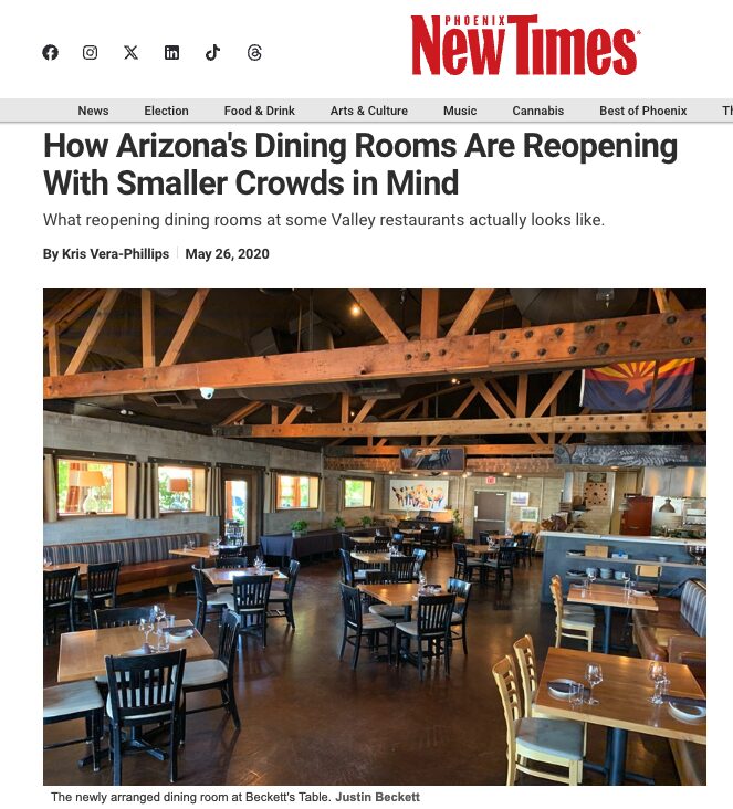 Screen capture on Phoenix New Times story about Arizona restaurants by Kris Vera-Phillips